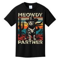 Meowdy Partner Cat Cowboy Hat Howdy Funny Country Western Kids T-Shirt