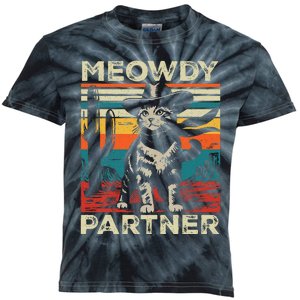 Meowdy Partner Cat Cowboy Hat Howdy Funny Country Western Kids Tie-Dye T-Shirt