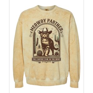 Meowdy Partner Cowboy Cat Country Western Funny Cat Colorblast Crewneck Sweatshirt