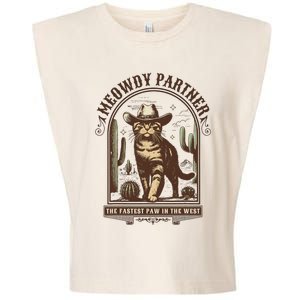 Meowdy Partner Cowboy Cat Country Western Funny Cat Garment-Dyed Women's Muscle Tee