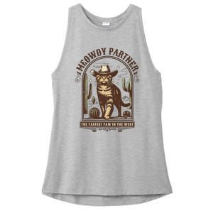 Meowdy Partner Cowboy Cat Country Western Funny Cat Ladies PosiCharge Tri-Blend Wicking Tank