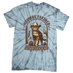 Meowdy Partner Cowboy Cat Country Western Funny Cat Tie-Dye T-Shirt