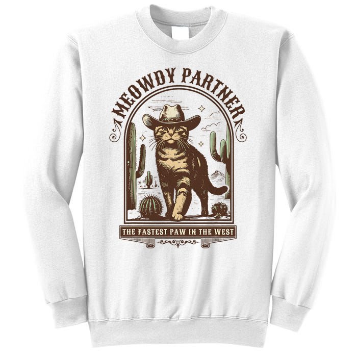 Meowdy Partner Cowboy Cat Country Western Funny Cat Sweatshirt