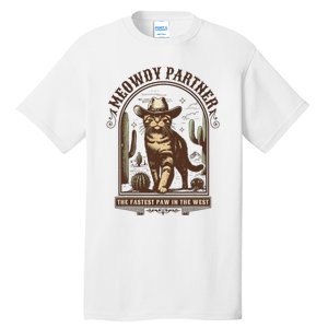 Meowdy Partner Cowboy Cat Country Western Funny Cat Tall T-Shirt