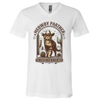 Meowdy Partner Cowboy Cat Country Western Funny Cat V-Neck T-Shirt