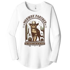 Meowdy Partner Cowboy Cat Country Western Funny Cat Women's Perfect Tri Tunic Long Sleeve Shirt