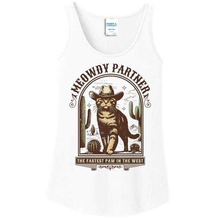 Meowdy Partner Cowboy Cat Country Western Funny Cat Ladies Essential Tank