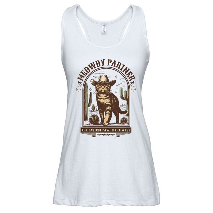 Meowdy Partner Cowboy Cat Country Western Funny Cat Ladies Essential Flowy Tank