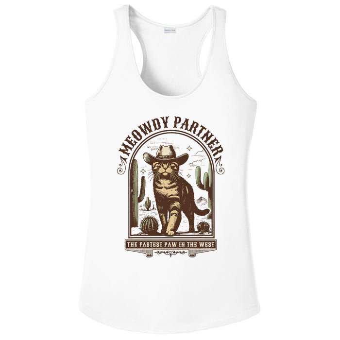 Meowdy Partner Cowboy Cat Country Western Funny Cat Ladies PosiCharge Competitor Racerback Tank