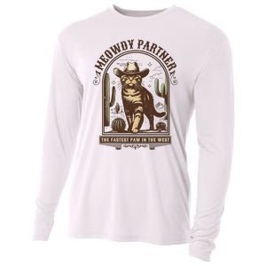 Meowdy Partner Cowboy Cat Country Western Funny Cat Cooling Performance Long Sleeve Crew