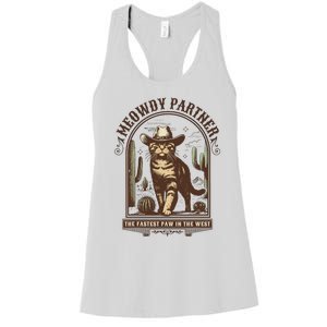 Meowdy Partner Cowboy Cat Country Western Funny Cat Women's Racerback Tank