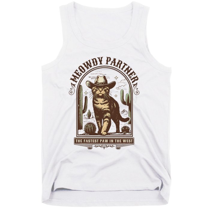 Meowdy Partner Cowboy Cat Country Western Funny Cat Tank Top