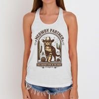 Meowdy Partner Cowboy Cat Country Western Funny Cat Women's Knotted Racerback Tank