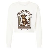 Meowdy Partner Cowboy Cat Country Western Funny Cat Cropped Pullover Crew