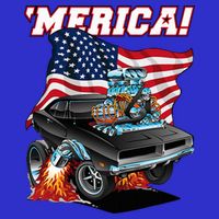 Merica Patriotic Classic Hotrod Muscle Car Usa Flag Cartoon Zip Tote Bag