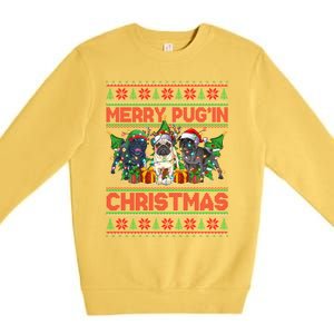 Merry PugIn Christmas Ugly Style Pug Dog Xmas Gift Premium Crewneck Sweatshirt