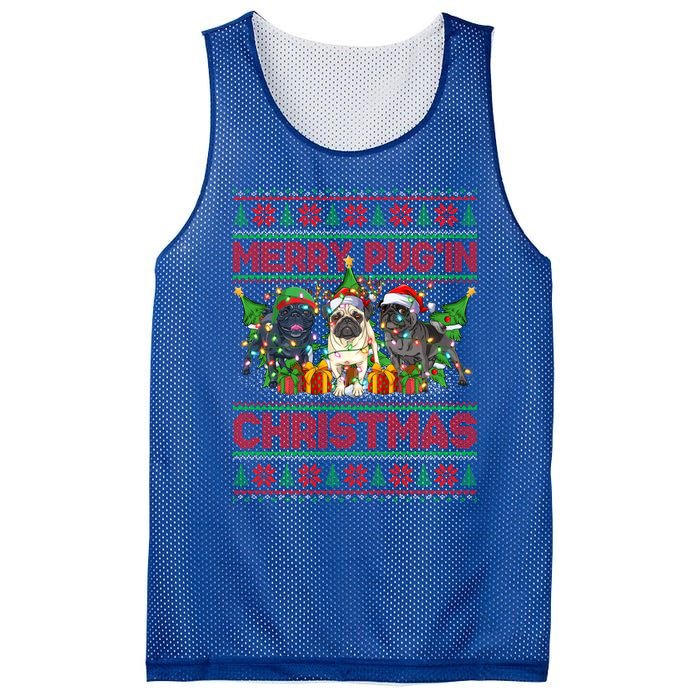 Merry PugIn Christmas Ugly Style Pug Dog Xmas Gift Mesh Reversible Basketball Jersey Tank