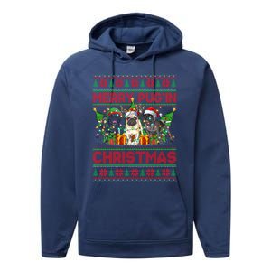 Merry PugIn Christmas Ugly Style Pug Dog Xmas Gift Performance Fleece Hoodie