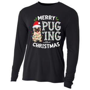 Merry Pugging Christmas Dog Santa Pug Xmas  Pugmas Cooling Performance Long Sleeve Crew