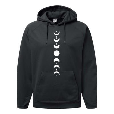 Moon Phase Cycle Phases Of The Moon Astronomy Stargazer Performance Fleece Hoodie