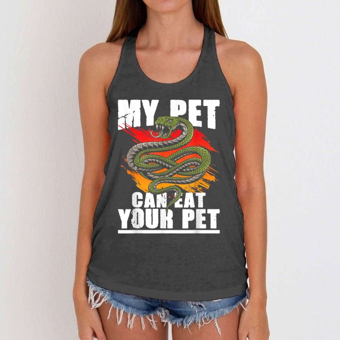 My Pet Can Eat Your Pet Snake Reptile Lover Herpetologist Women's Knotted Racerback Tank