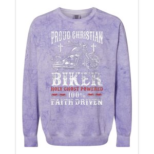 Motorcycle Proud Christian Biker Faith Driven Colorblast Crewneck Sweatshirt