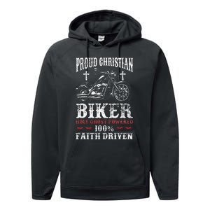 Motorcycle Proud Christian Biker Faith Driven Performance Fleece Hoodie