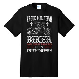 Motorcycle Proud Christian Biker Faith Driven Tall T-Shirt