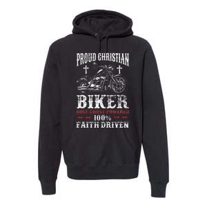 Motorcycle Proud Christian Biker Faith Driven Premium Hoodie