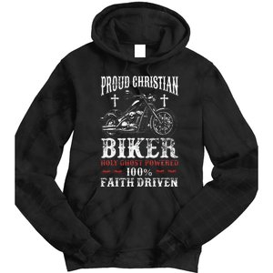 Motorcycle Proud Christian Biker Faith Driven Tie Dye Hoodie