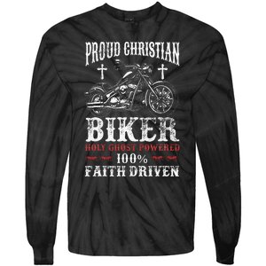 Motorcycle Proud Christian Biker Faith Driven Tie-Dye Long Sleeve Shirt