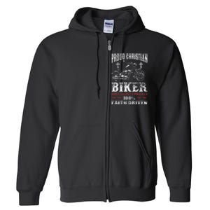 Motorcycle Proud Christian Biker Faith Driven Full Zip Hoodie