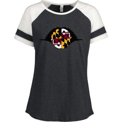 Maryland Pickleball Crab Flag Icon Gift Enza Ladies Jersey Colorblock Tee