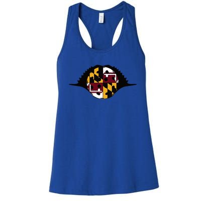 Maryland Pickleball Crab Flag Icon Gift Women's Racerback Tank