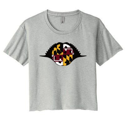 Maryland Pickleball Crab Flag Icon Gift Women's Crop Top Tee