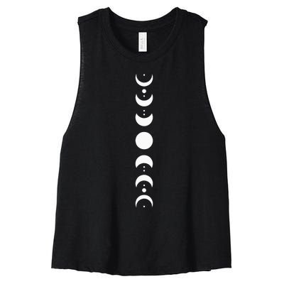 Moon Phase Cycle Phases Of The Moon Astronomy Women's Racerback Cropped Tank