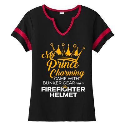 My Prince Charming Fire Wives Fire Firefighter Wife Gift Ladies Halftime Notch Neck Tee