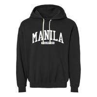 Manila Philippines College University Style Garment-Dyed Fleece Hoodie
