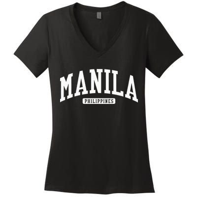 Manila Philippines College University Style Women's V-Neck T-Shirt