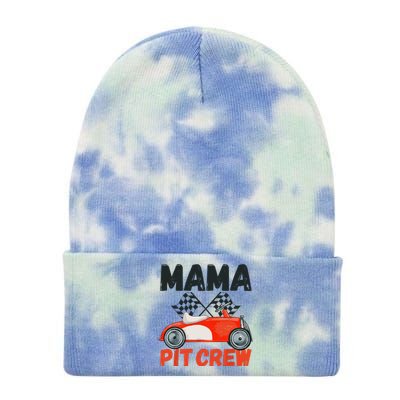 Mama Pit Crew Race Car Birthday Party Racing Parents Cool Tie Dye 12in Knit Beanie