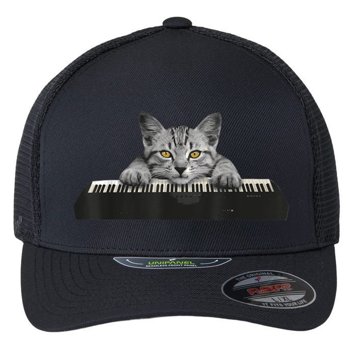 Musician Piano Cat T For Music Lovers Flexfit Unipanel Trucker Cap