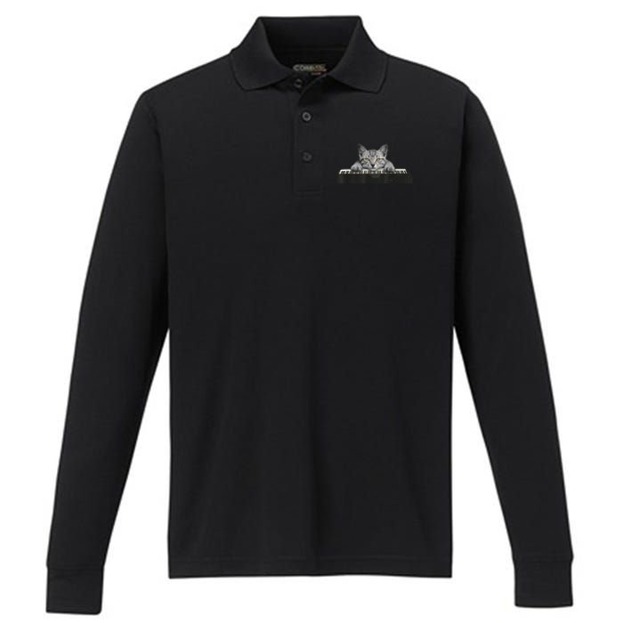 Musician Piano Cat T For Music Lovers Performance Long Sleeve Polo