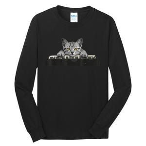 Musician Piano Cat T For Music Lovers Tall Long Sleeve T-Shirt