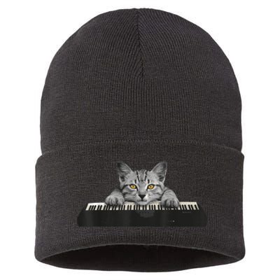 Musician Piano Cat T For Music Lovers Sustainable Knit Beanie