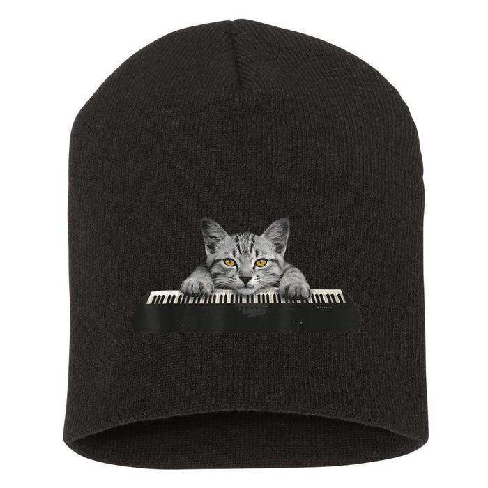 Musician Piano Cat T For Music Lovers Short Acrylic Beanie