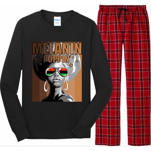 Melanin Poppin Cool Gift Great Gift Long Sleeve Pajama Set