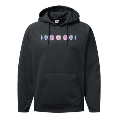 Moon Phases Colorful Moon Phases Performance Fleece Hoodie