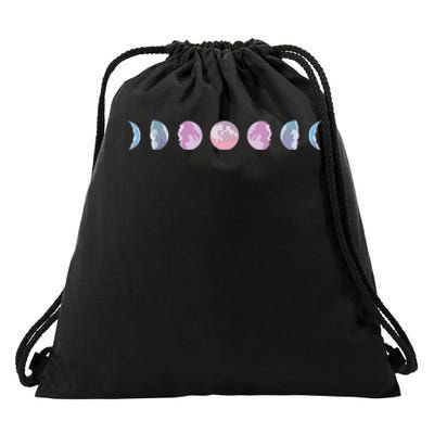 Moon Phases Colorful Moon Phases Drawstring Bag