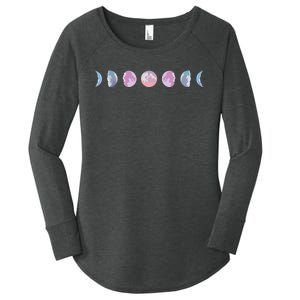 Moon Phases Colorful Moon Phases Women's Perfect Tri Tunic Long Sleeve Shirt