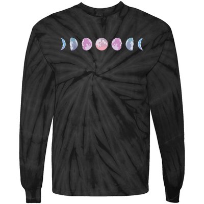 Moon Phases Colorful Moon Phases Tie-Dye Long Sleeve Shirt